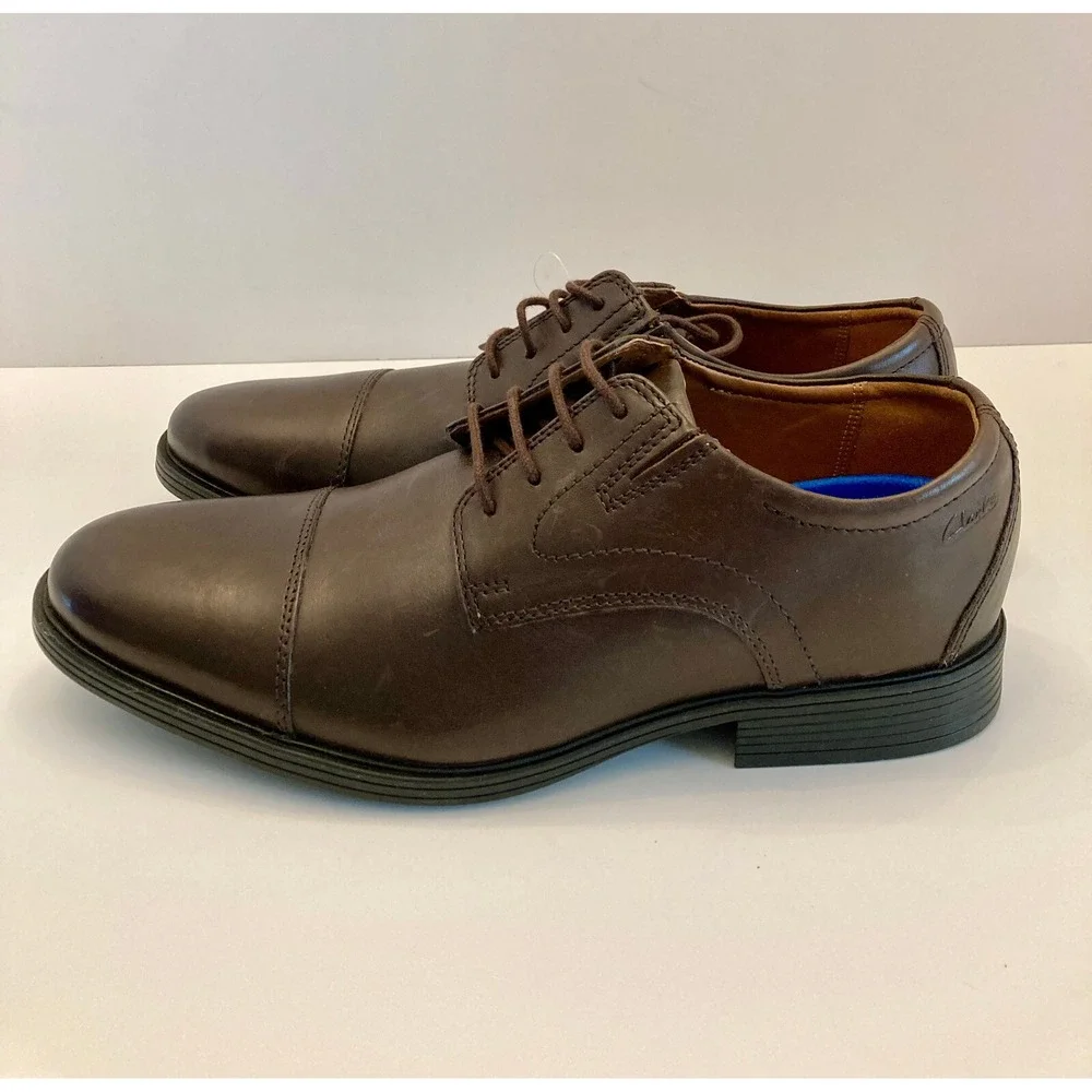 NWT Clarks Collection Men's Cap Toe Oxfords Leather Brown Size 9 Extreme Comfort